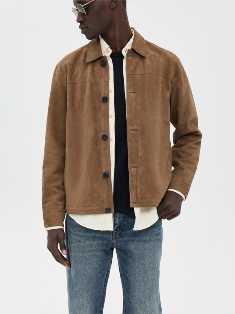 100% Napa Suede Tan Leather Jacket - Picture 2 of 9